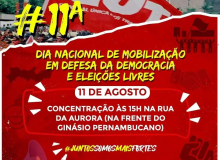 Recife tem mobilização e ato pela democracia nesta quinta (11)